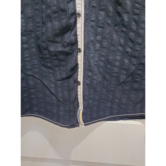 Point Zero Black Label Semi-Fit M Men's Short Sleeve Shirt - Navy Button Down - Picture 10 of 16